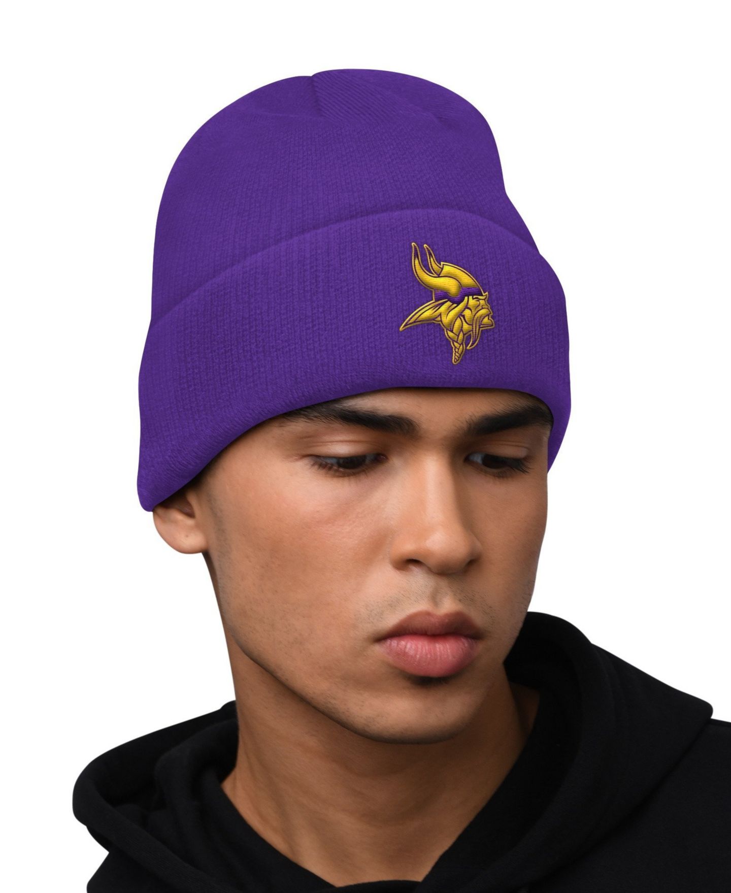 Мужские худи Starter Purple Minnesota Vikings and Cuffed Knit Hat Combo Pack — фото 4