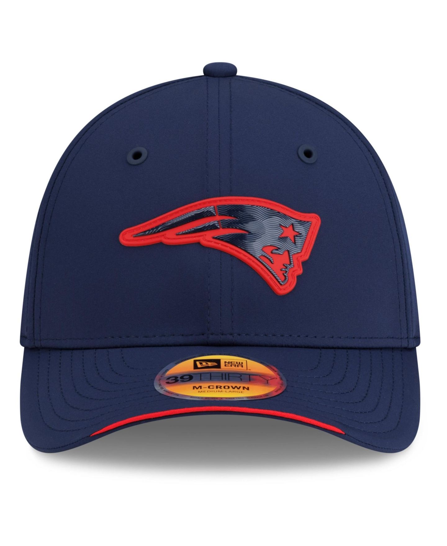 Мужская кепка New Era Navy New England Patriots 2026 Sideline 39THIRTY M-Crown Flex Hat — фото 2