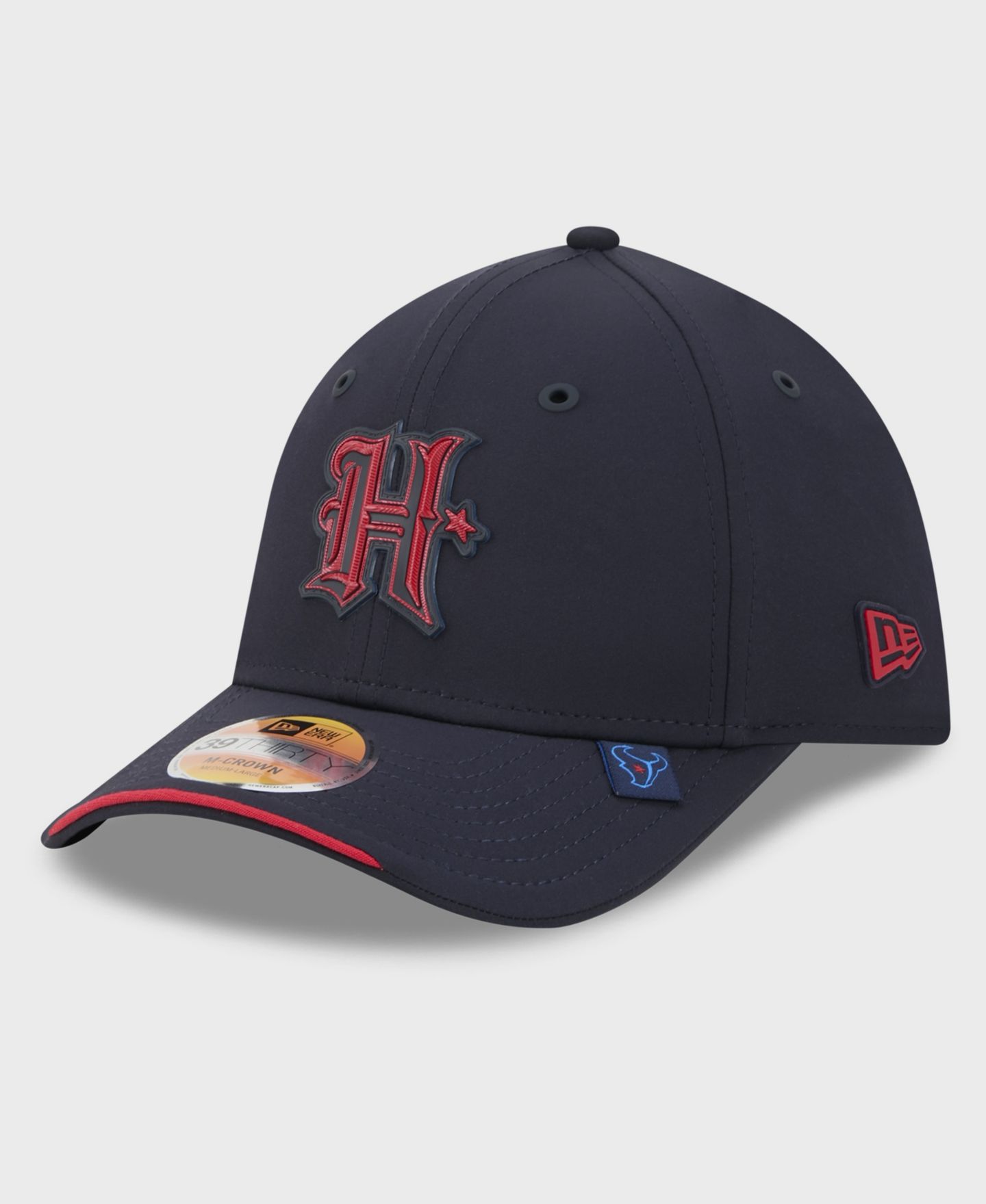 Мужская кепка New Era Navy Houston Texans 2026 Sideline H-Town 39THIRTY M-Crown Flex Hat — фото 1