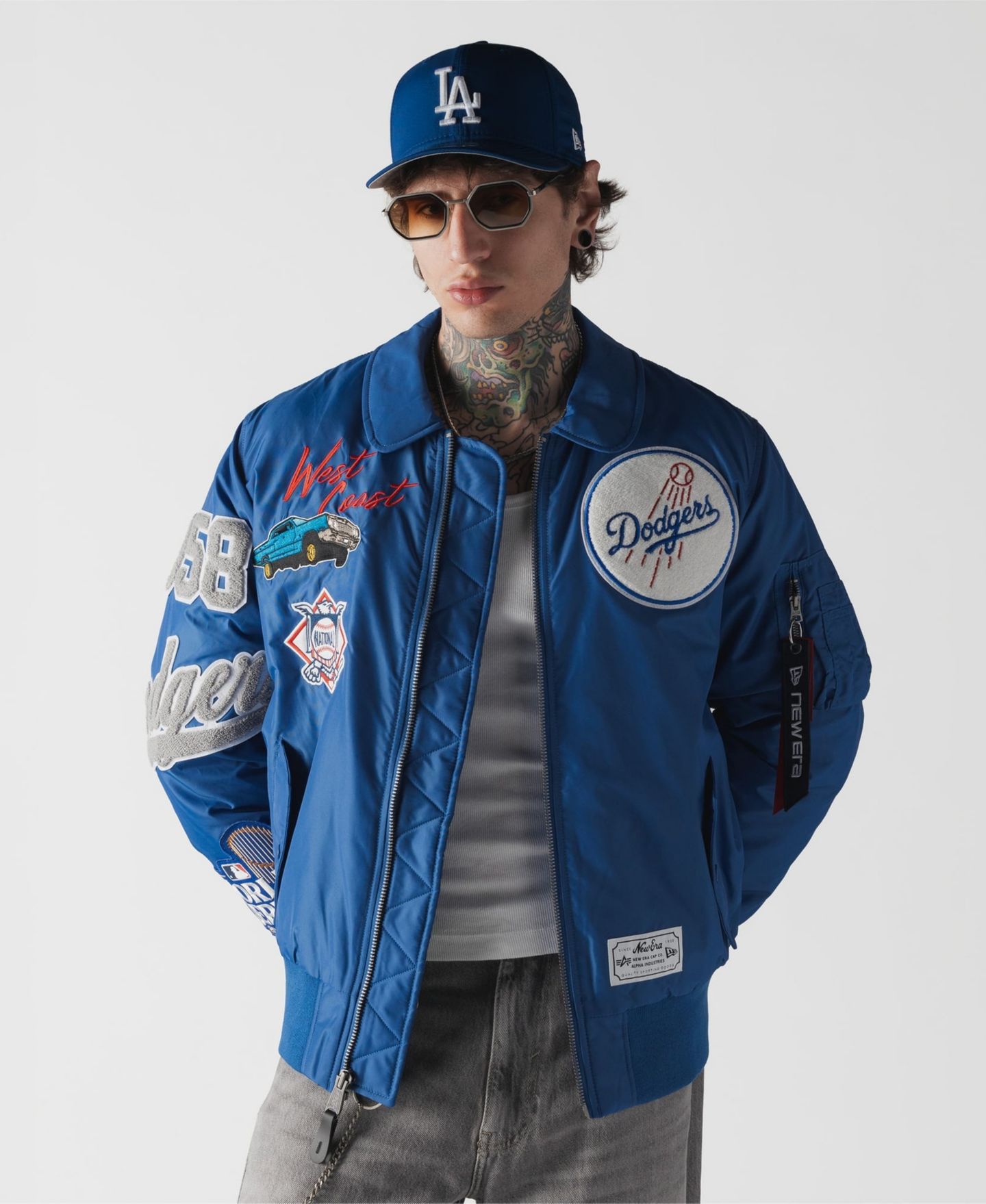 Мужская куртка New Era x Alpha Industries Royal Los Angeles Dodgers MA-1 Full-Zip Bomber — фото 1
