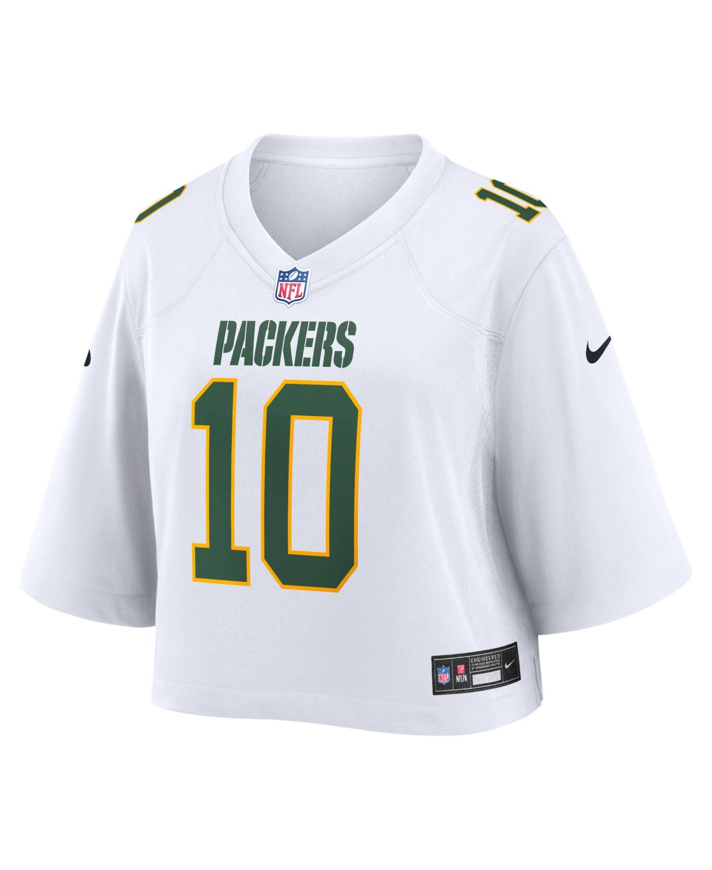 Женский топ Nike Jordan Love White Green Bay Packers Cropped Fashion Game Jersey — фото 2