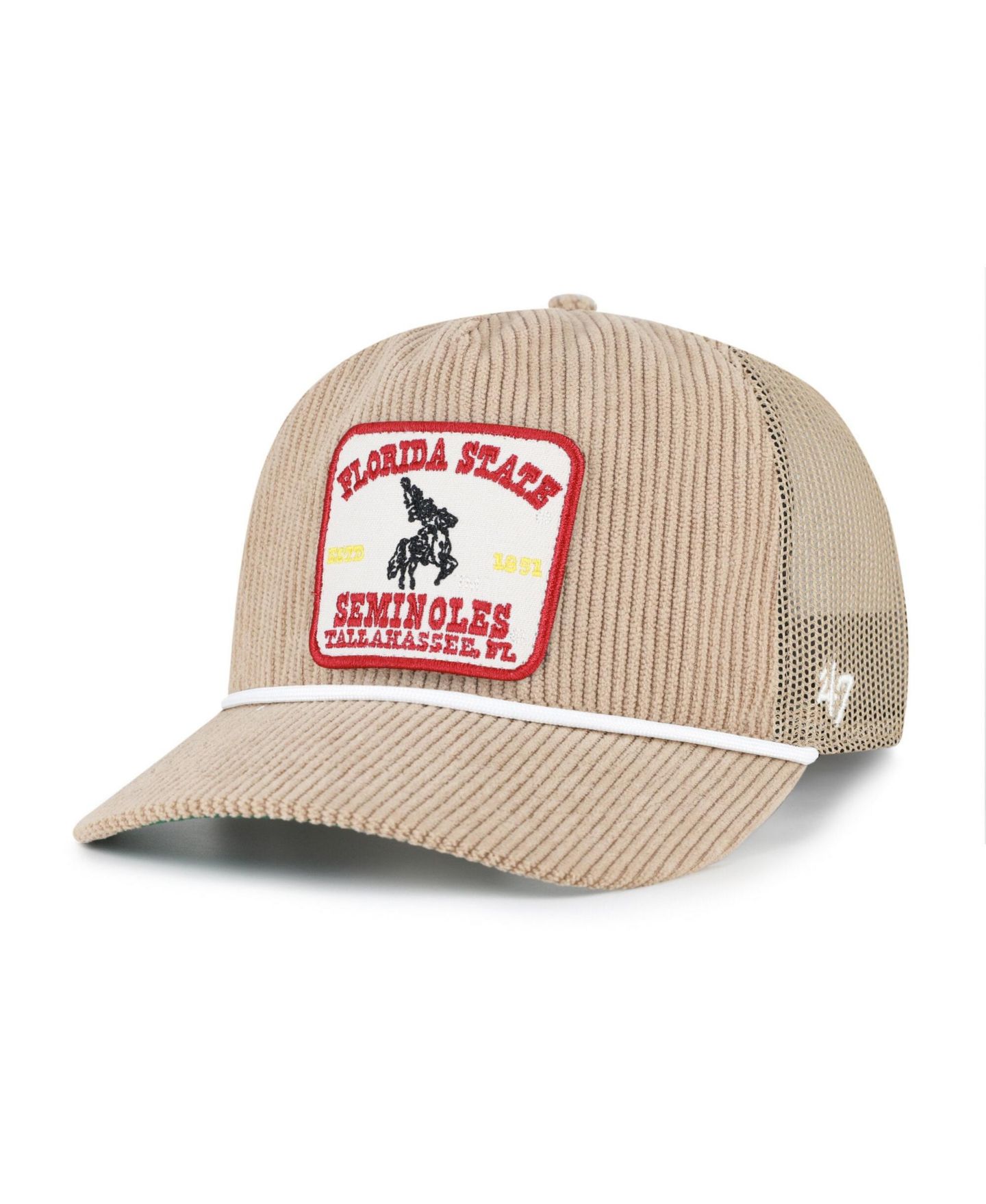 Кепка '47 Brand Khaki Florida State Seminoles Cordlandia Hitch Adjustable Hat — фото 1