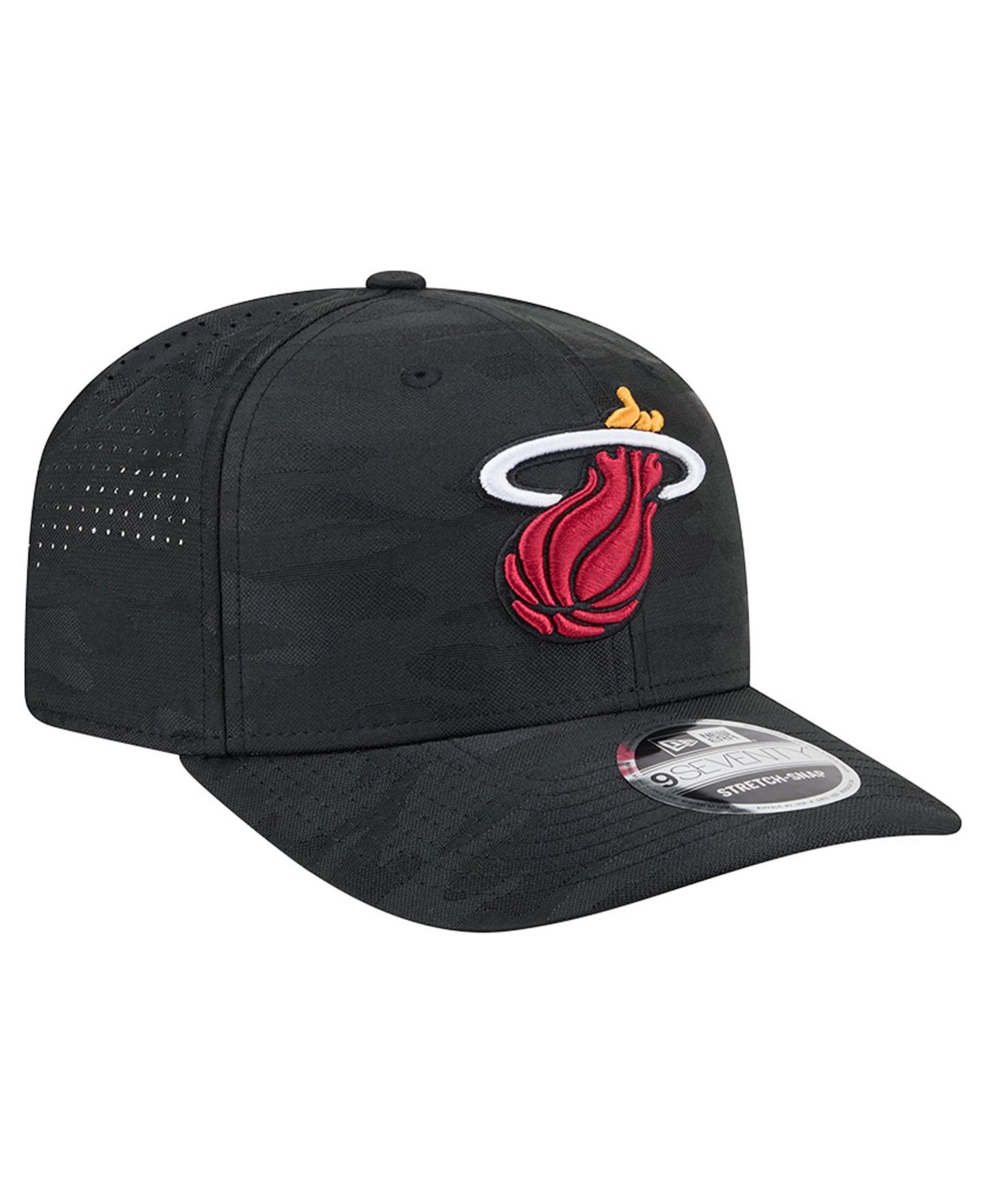 Мужская кепка New Era Black Miami Heat Camo 9SEVENTY Perforated Adjustable Hat — фото 3
