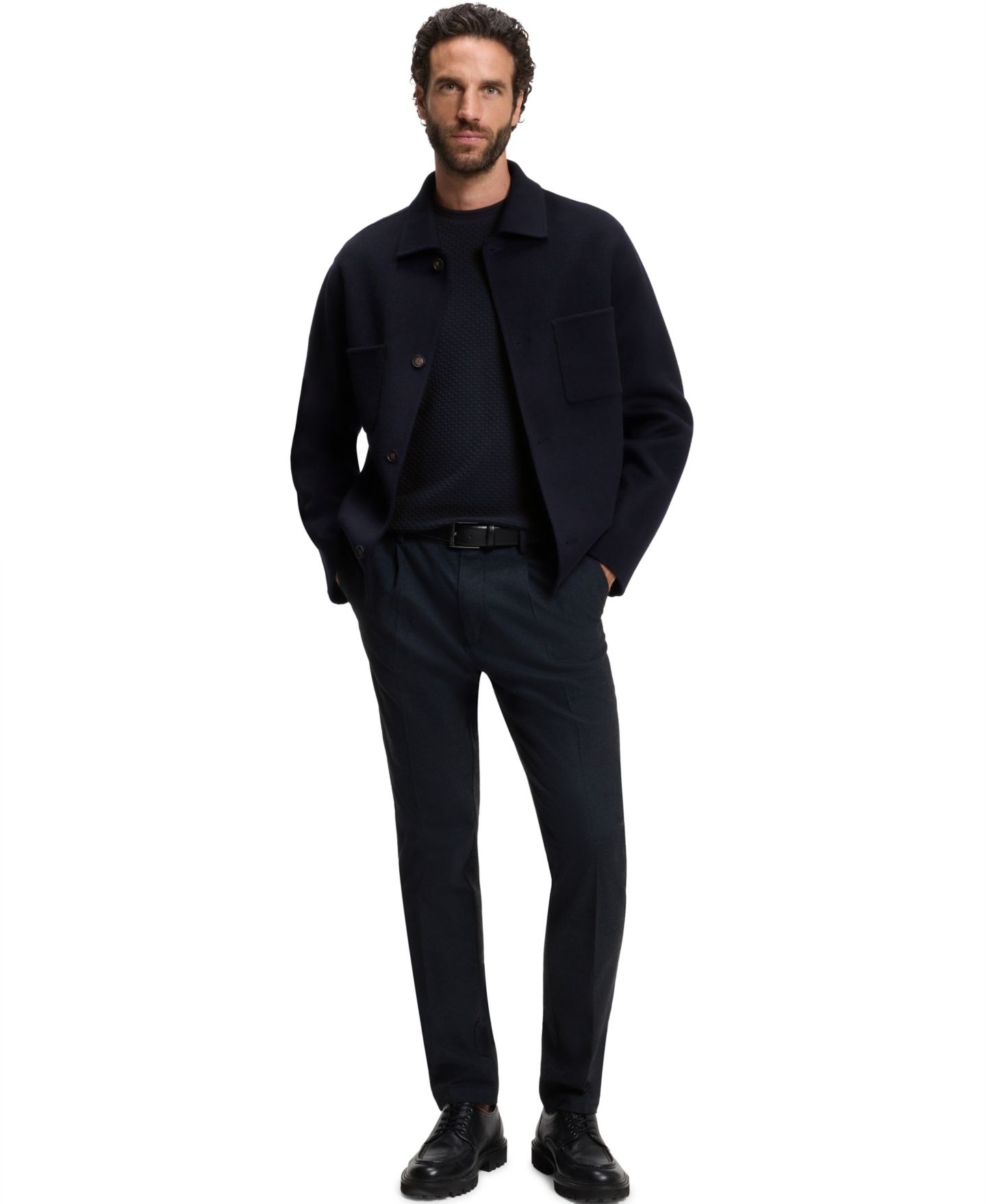 Мужская футболка Hugo Boss Cotton Geometric Structure, цвет: Тёмный синий — фото 4