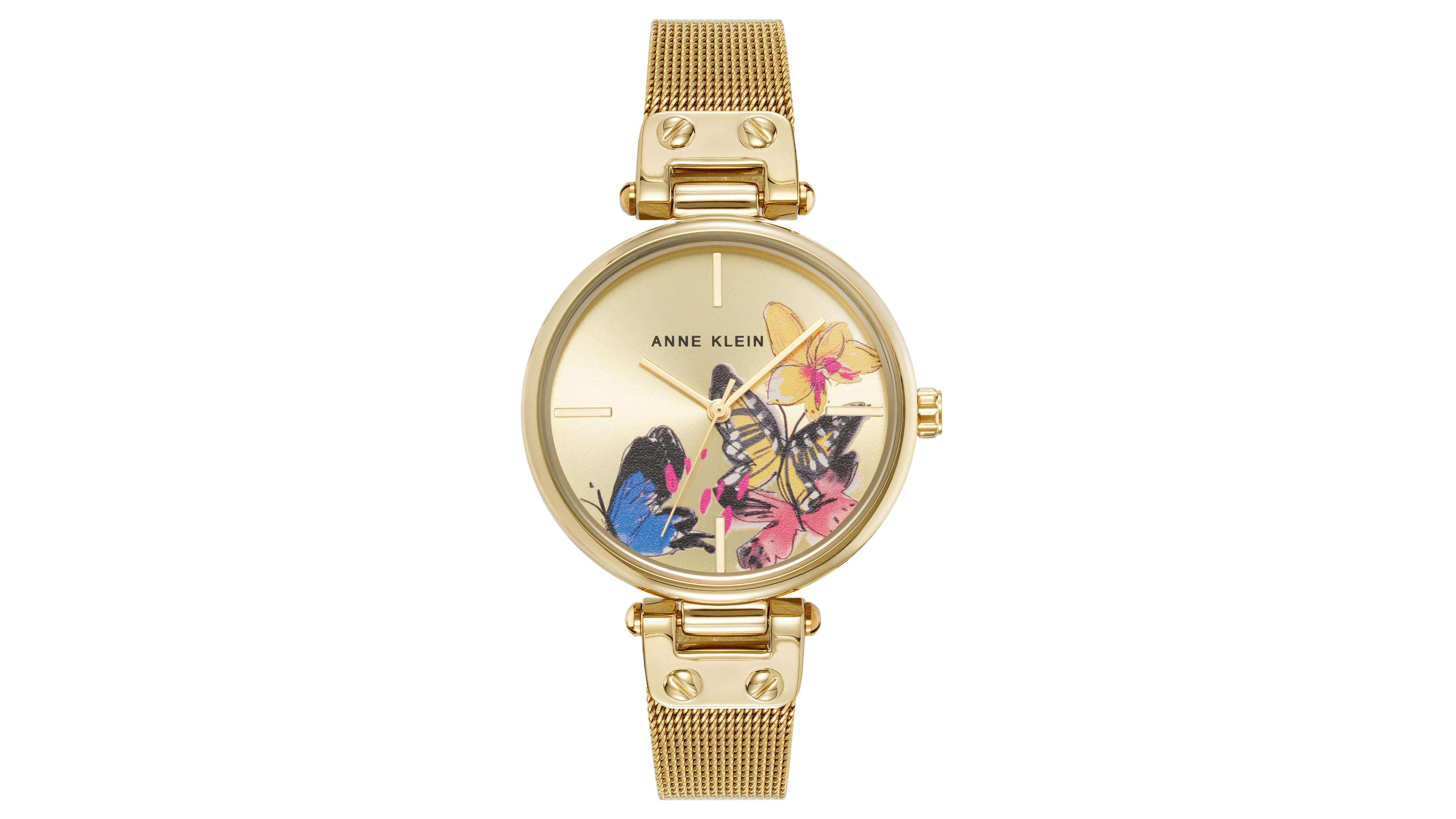 Anne Klein Women's Butterfly Quartz Gold-Tone Stainless Steel Mesh Watch 40mm