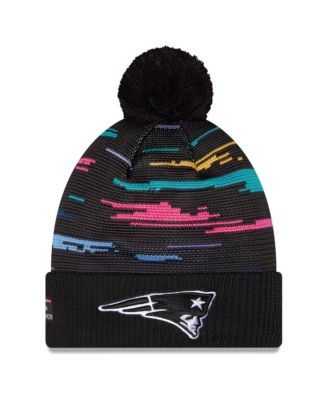 Men's Black New England Patriots 2026 NFL Crucial Catch Cuffed Knit with Pom Hat