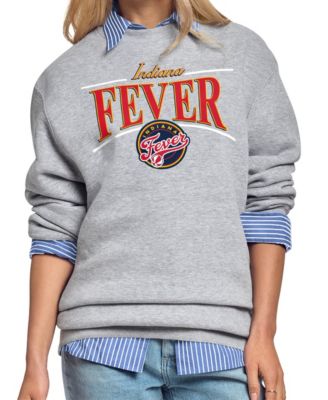Women's Gray Indiana Fever Arch Stripe Fleece Crewneck Sweatshirt