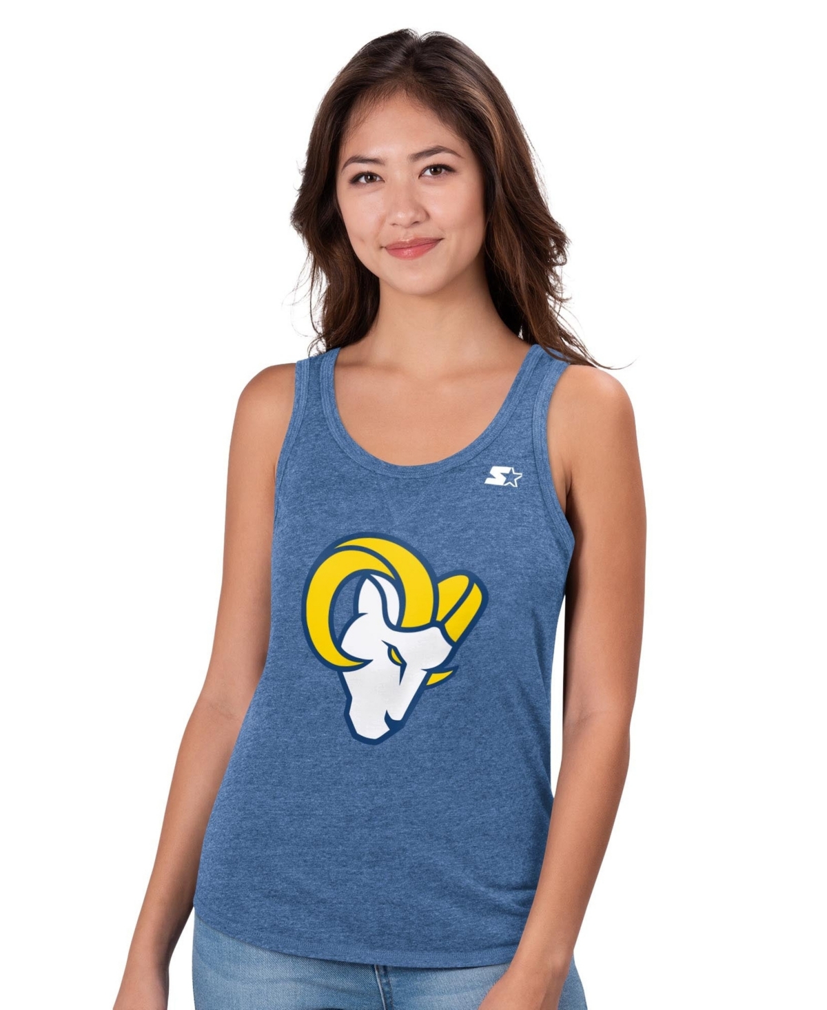 Starter Women's Heather Royal Los Angeles Rams Playoff Tri-Blend Tank Top - Heather Royal