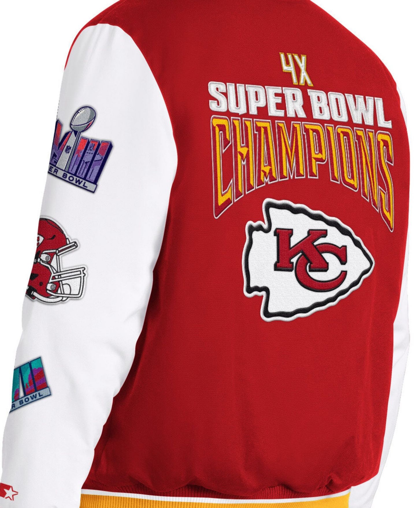 Мужская куртка Starter Red Kansas City Chiefs Playoffs Varsity Full-Snap — фото 4