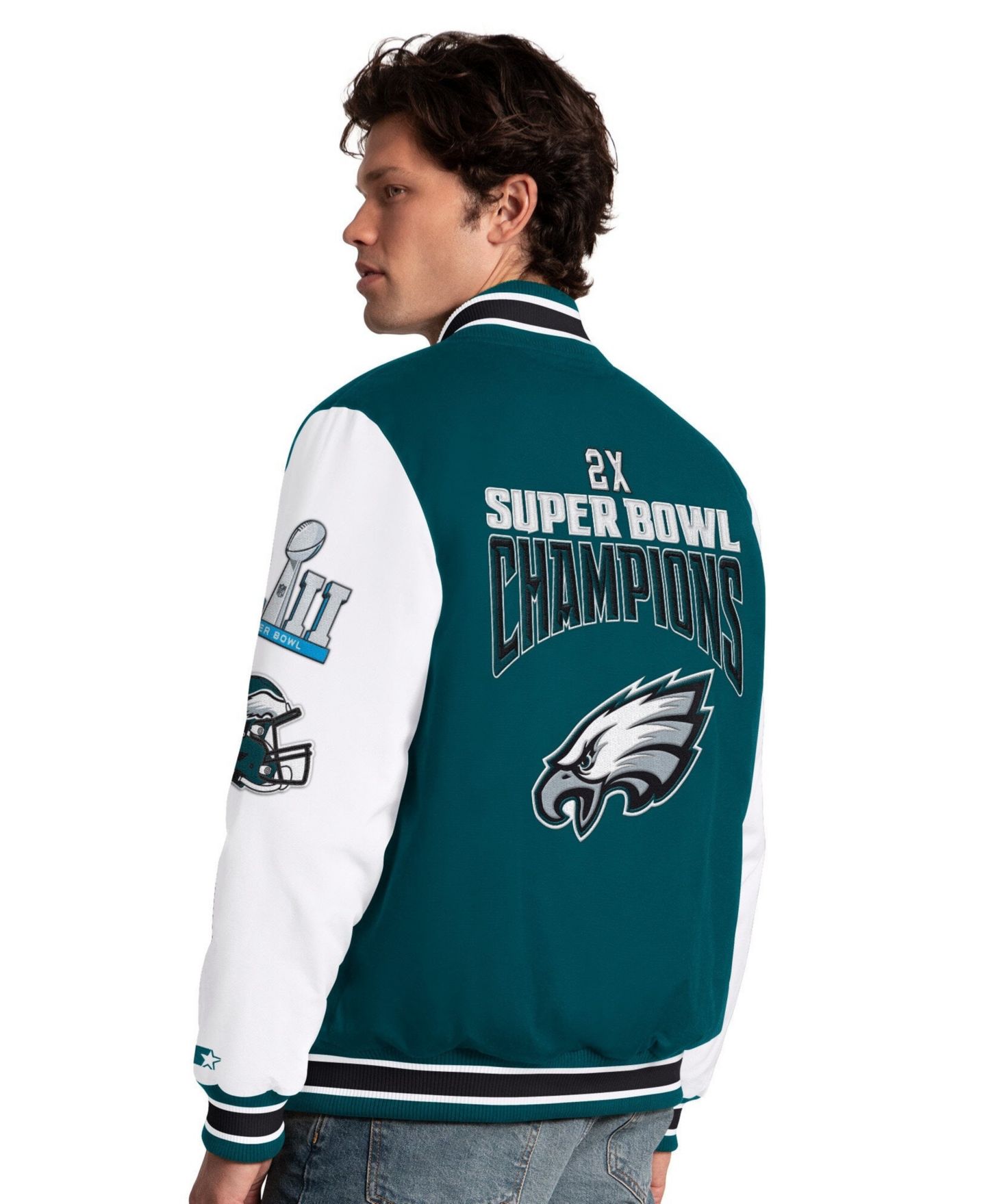 Мужская куртка Starter Midnight Green Philadelphia Eagles Playoffs Varsity Full-Snap — фото 2