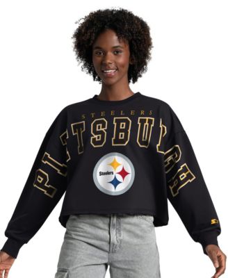 Women's Black Pittsburgh Steelers Bleachers Cropped Sweatshirt