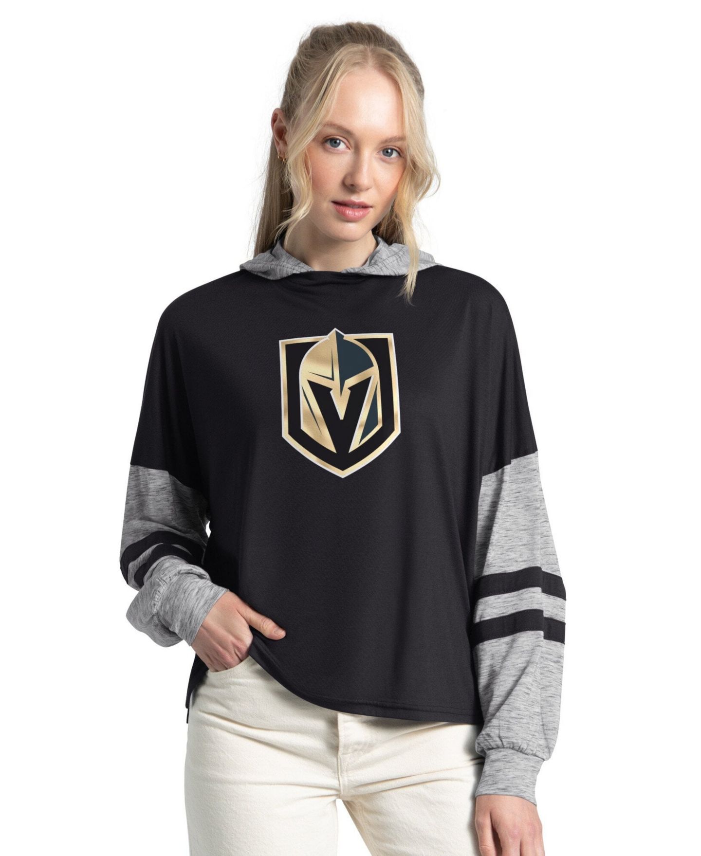 Женская футболка Starter Black Vegas Golden Knights Fuel Up Long Sleeve Hooded — фото 1