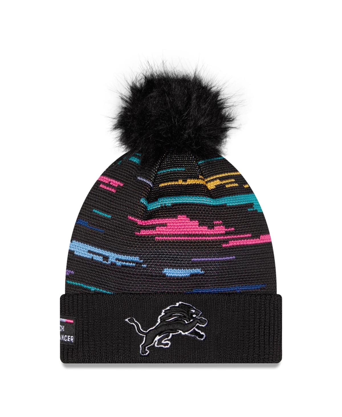 New Era Women's Black Detroit Lions 2026 Nfl Crucial Catch Cuffed Knit with Pom Hat - Black