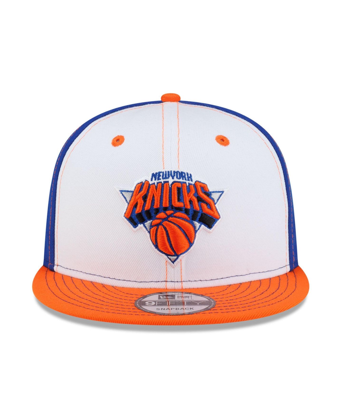Мужская кепка New Era White/Orange New York Knicks Stitch 9FIFTY Snapback Hat — фото 2