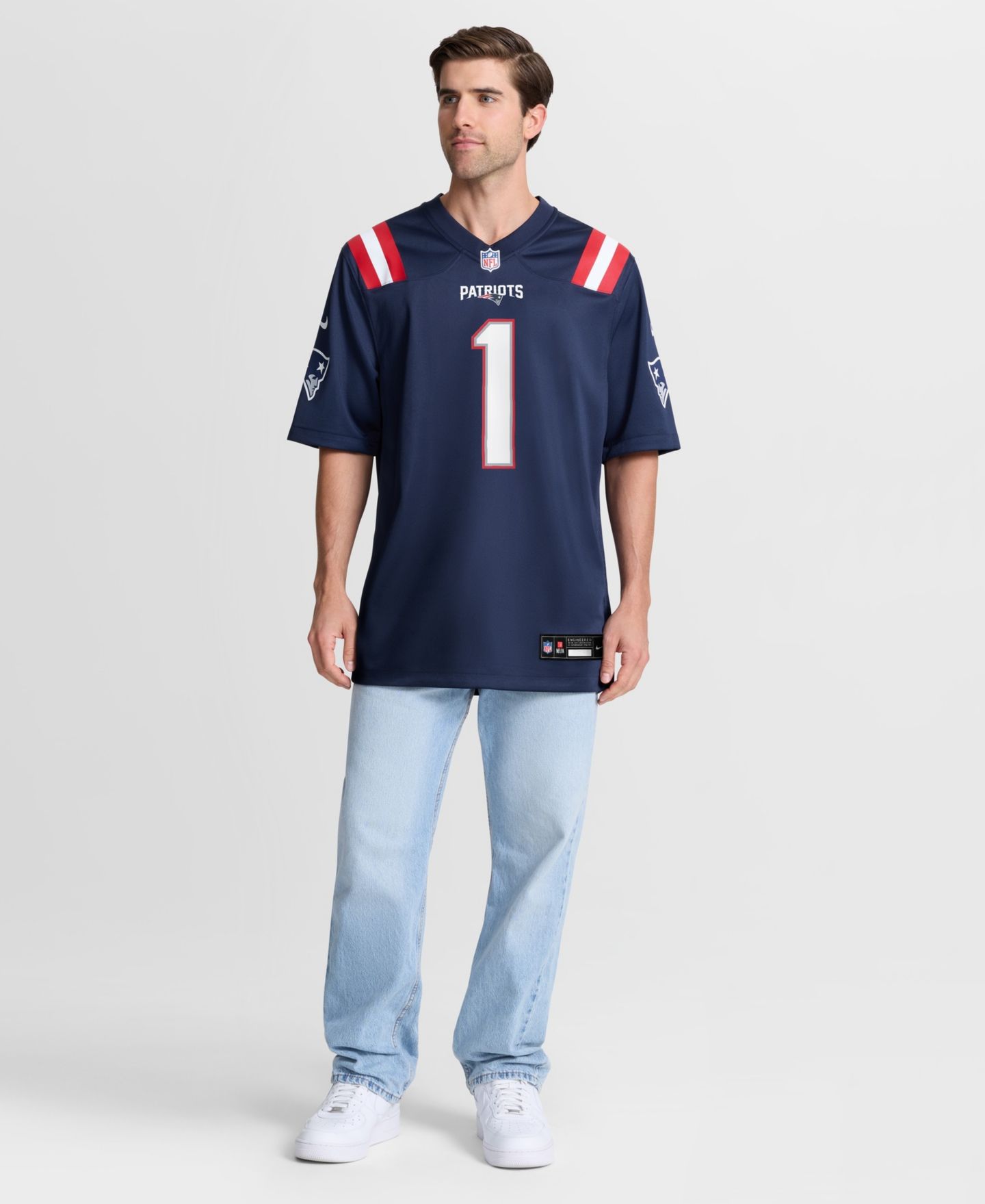 Мужской топ Nike A.J. Brown Navy New England Patriots Team Game Jersey — фото 2