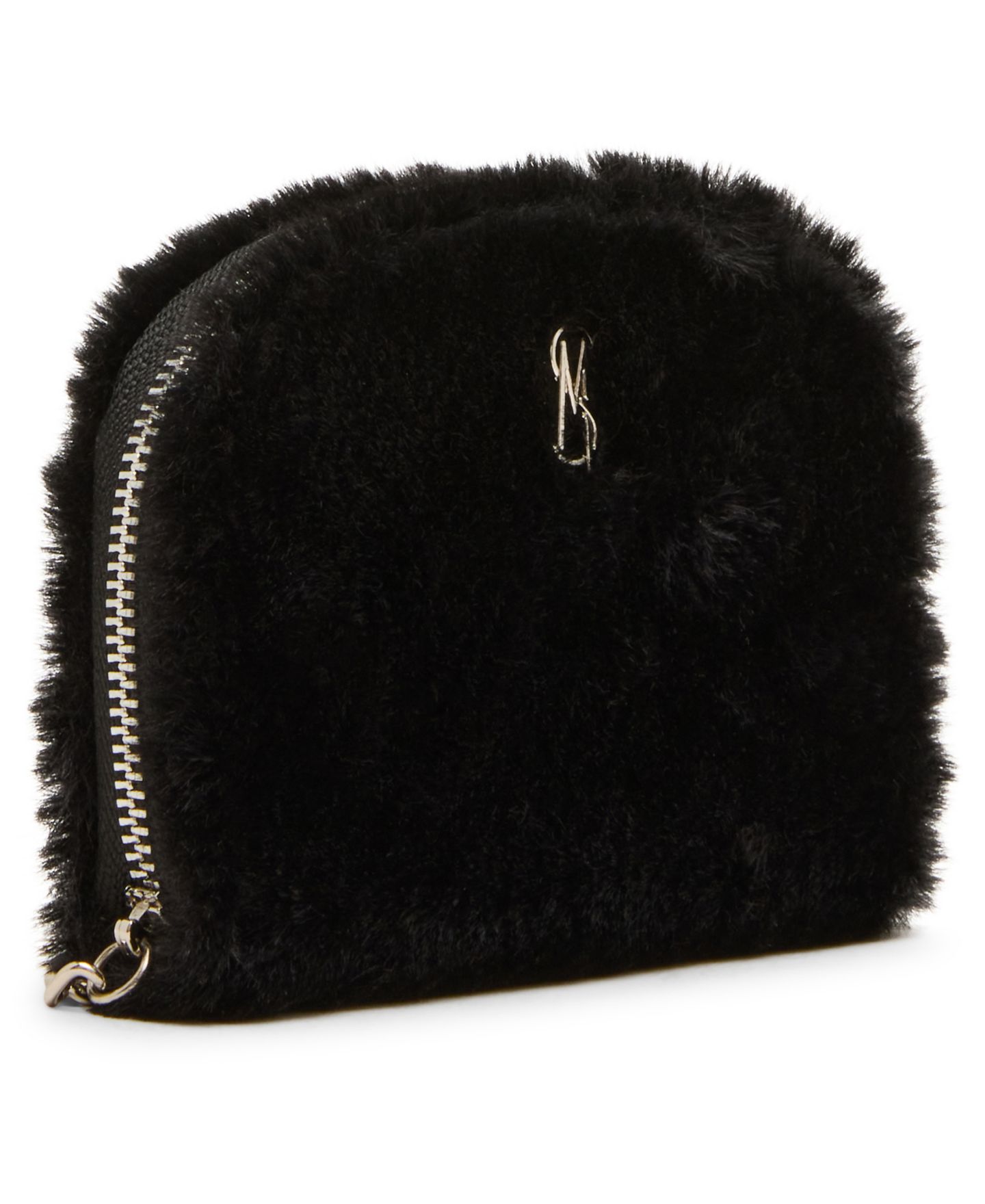 Женские кошельки Steve Madden Jadez Faux Fur Zipper Coin Purse, цвет: Чёрный искусственный мех — фото 3