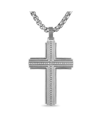 Diamond Cross Pendant (1/4 ct. t.w.) in Stainless Steel