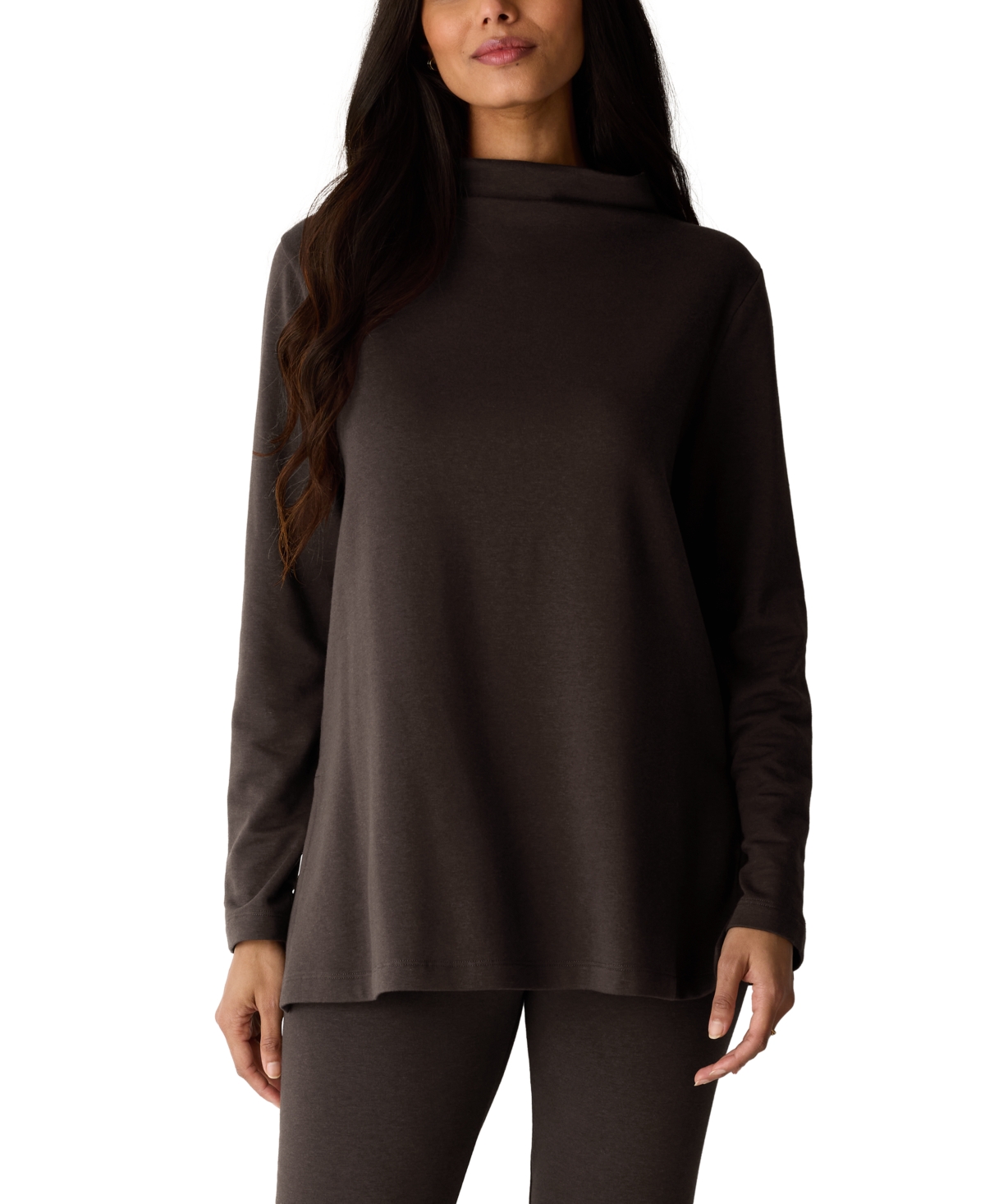 Eileen Fisher Women's Hug Funnel-Neck Long-Sleeve Tunic Sweatshirt