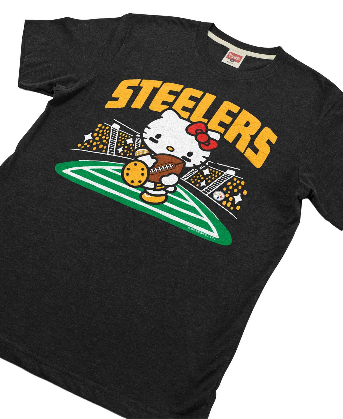Футболка Homage Charcoal Pittsburgh Steelers X Hello Kitty Triblend — фото 4