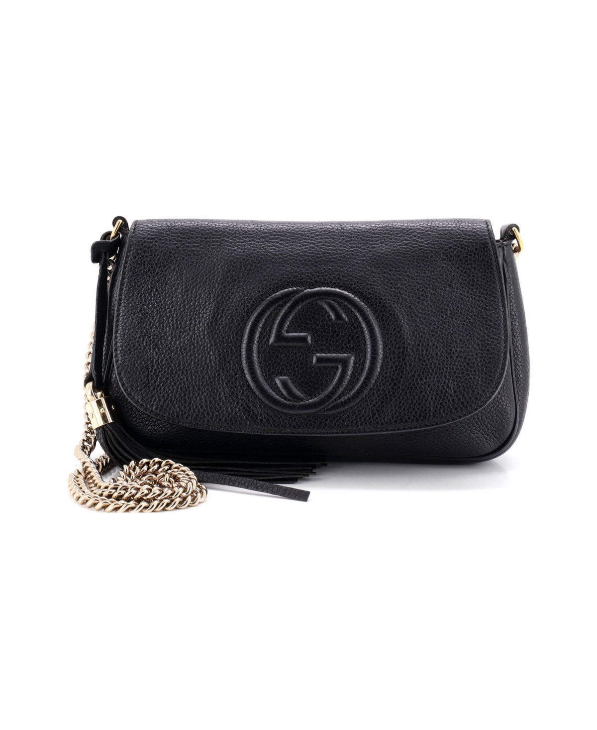 Pre-Owned Gucci Medium Soho Chain Crossbody Bag Leather - Black