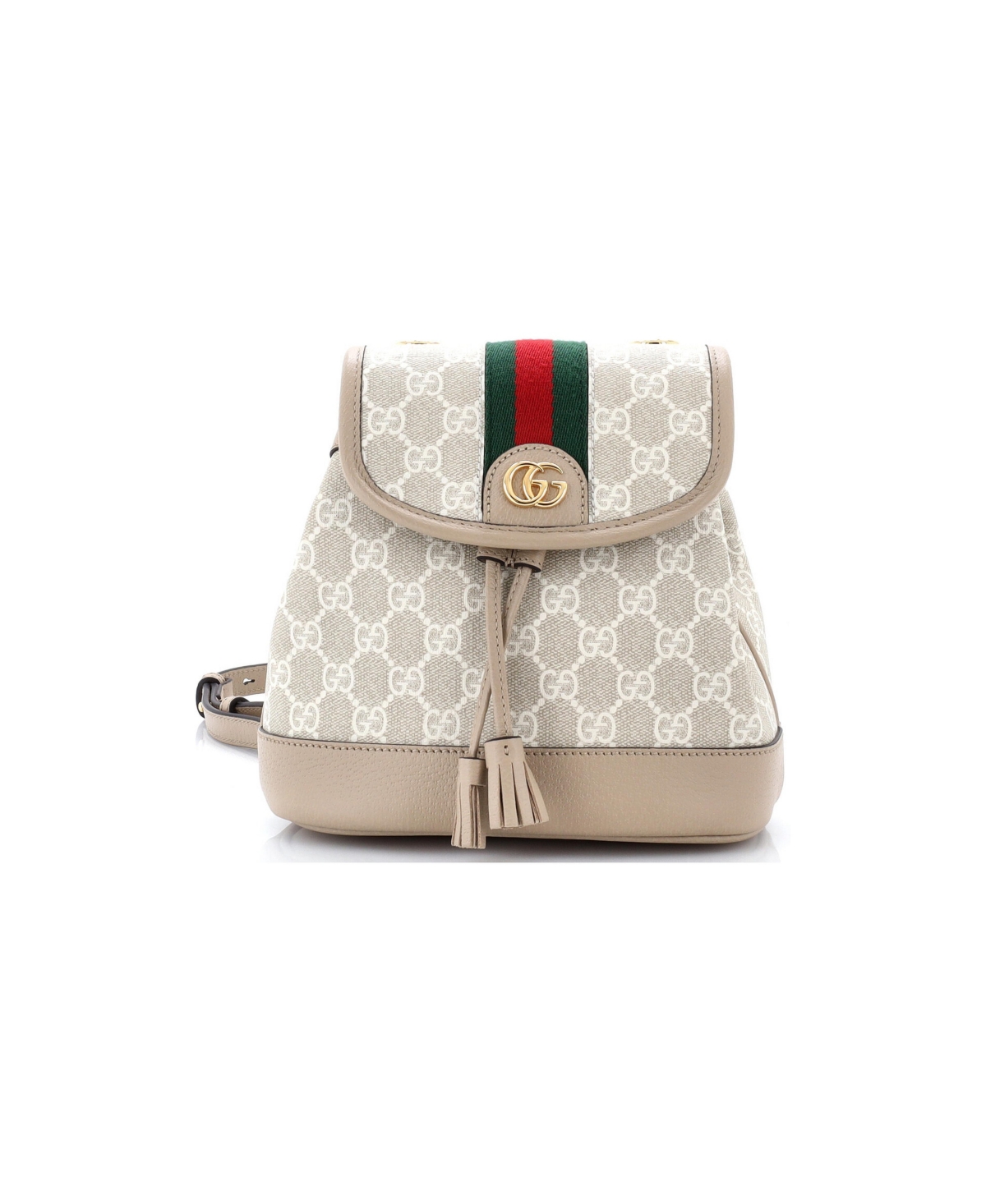 Pre-Owned Gucci Mini Ophidia Flap Backpack Gg Coated Canvas - Natural