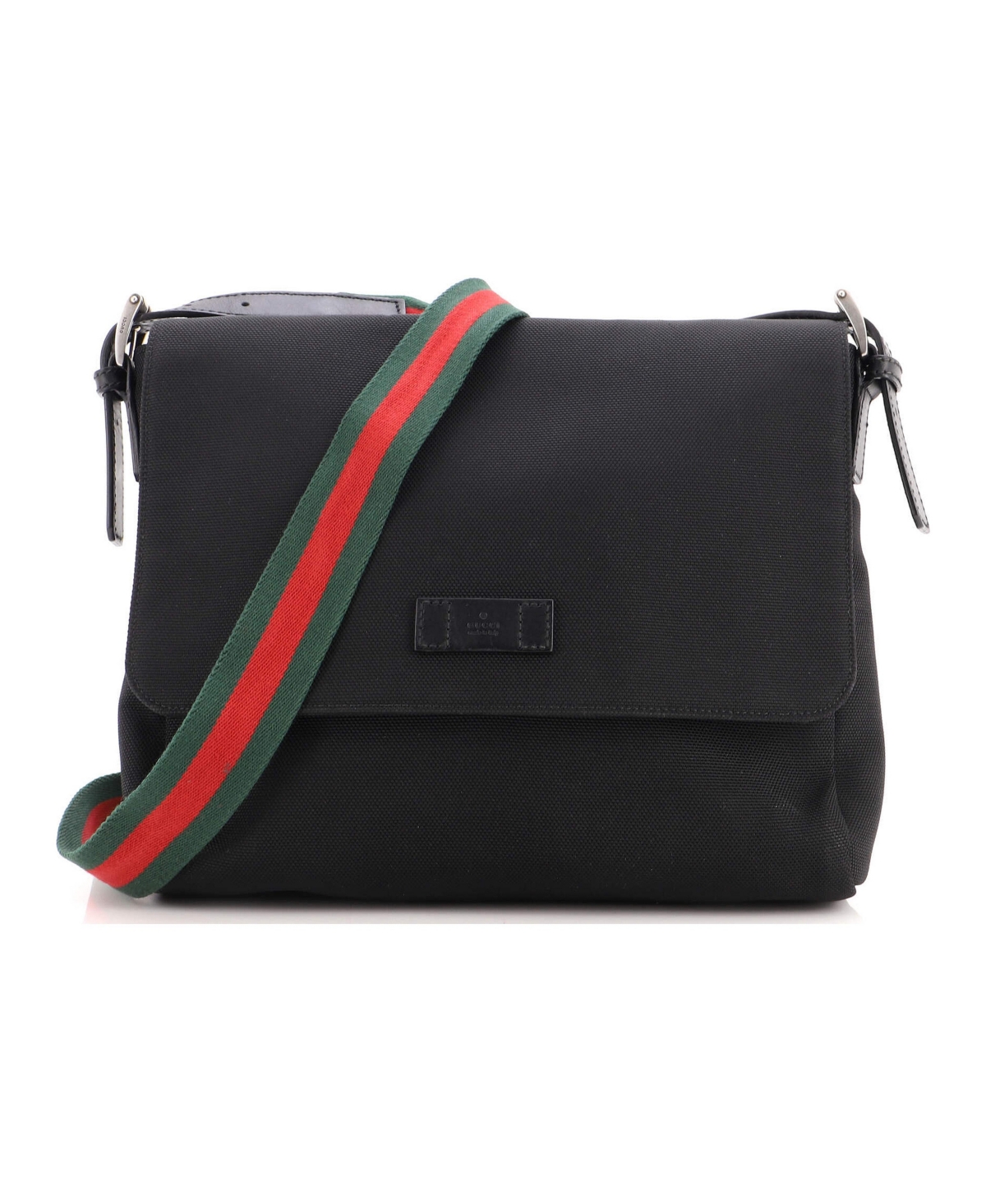 Pre-Owned Gucci Medium Web Strap Messenger Bag Techno Canvas - Black