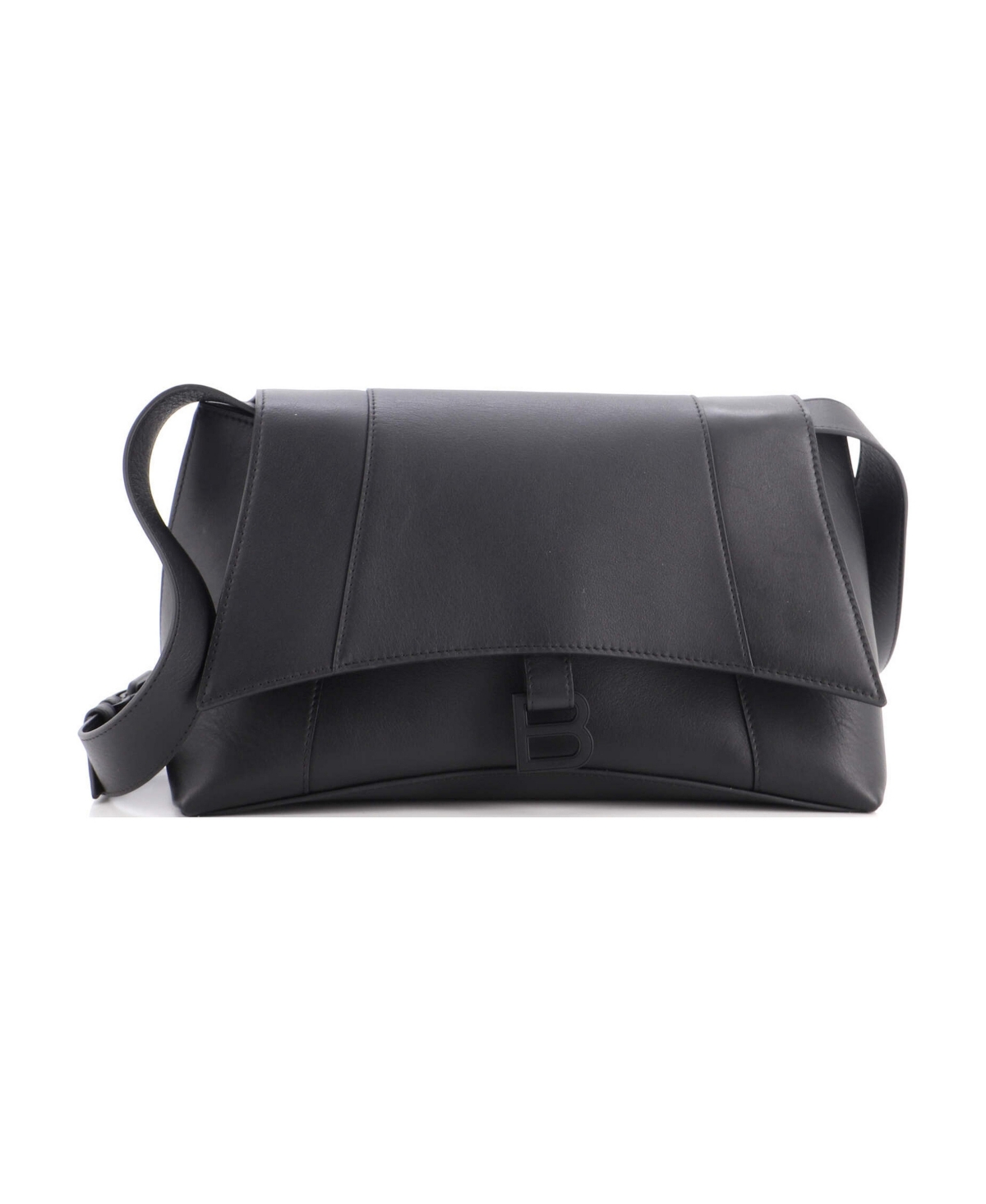 Pre-Owned Balenciaga Medium Downtown Soft Hourglass Shoulder Bag Leather - Black
