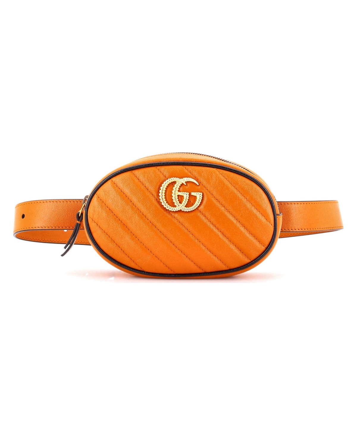 Pre-Owned Gucci Gg Marmont Belt Bag Diagonal Quilted Leather - Brown