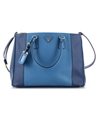 Medium Bicolor Double Zip Lux Tote Saffiano Leather