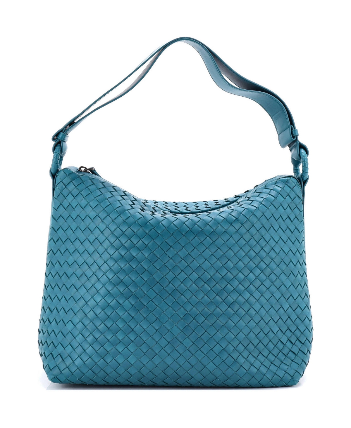 Pre-Owned Bottega Veneta Large Zip Shoulder Bag Intrecciato Nappa