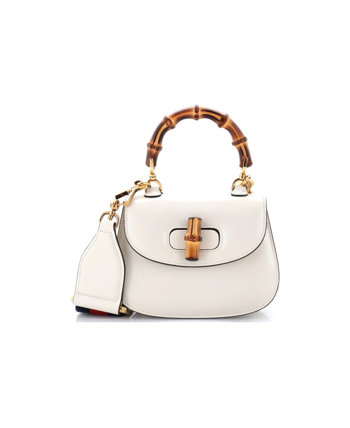 Pre-Owned Gucci Mini Bamboo 1947 Top Handle Bag Leather - White