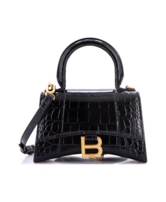 XS Hourglass Top Handle Bag Embossed Leather