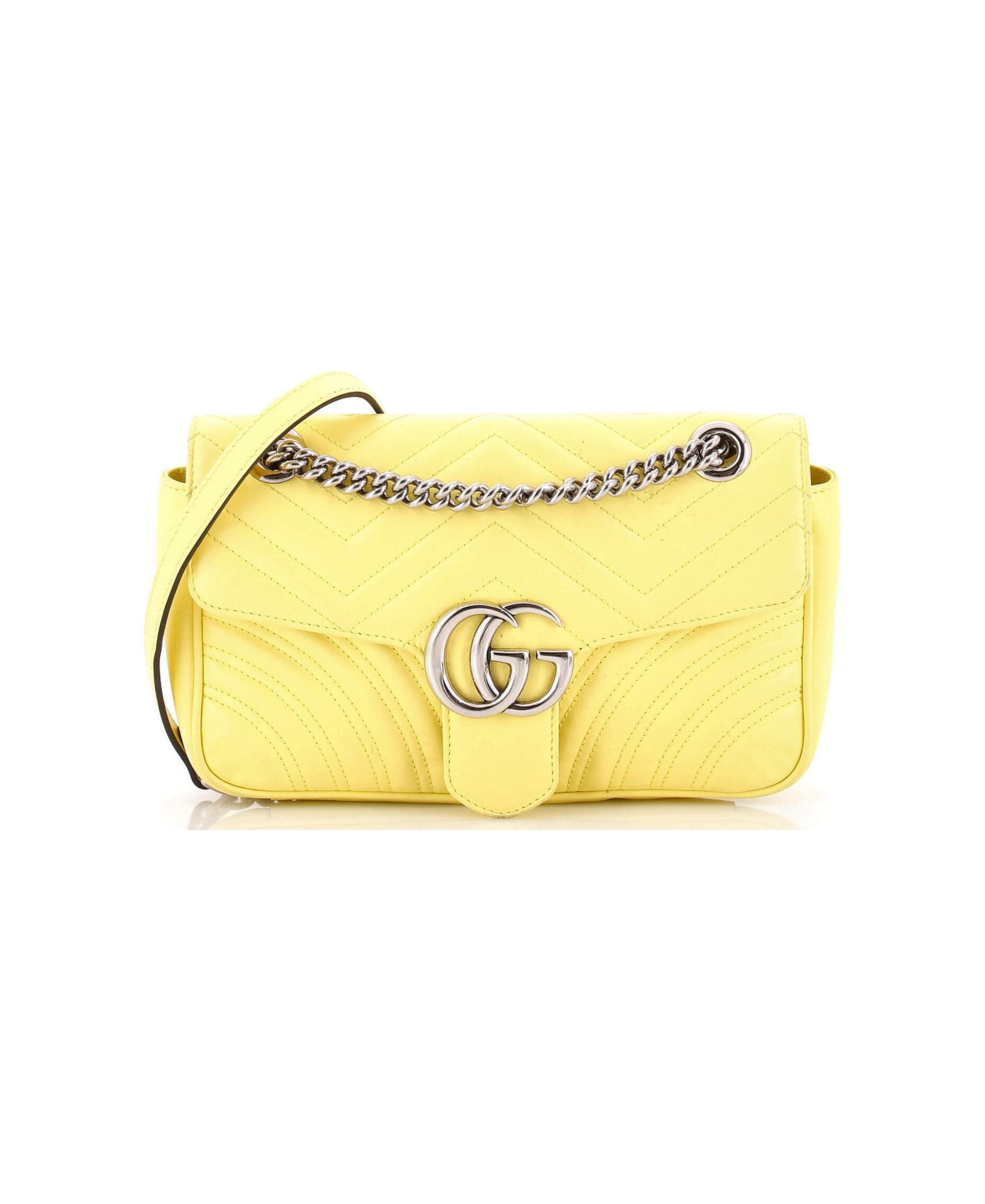 Pre-Owned Gucci Small Gg Marmont Flap Bag Matelasse Leather - Yellow