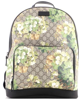 Medium Zip Pocket Backpack Blooms Print GG Coated Canvas