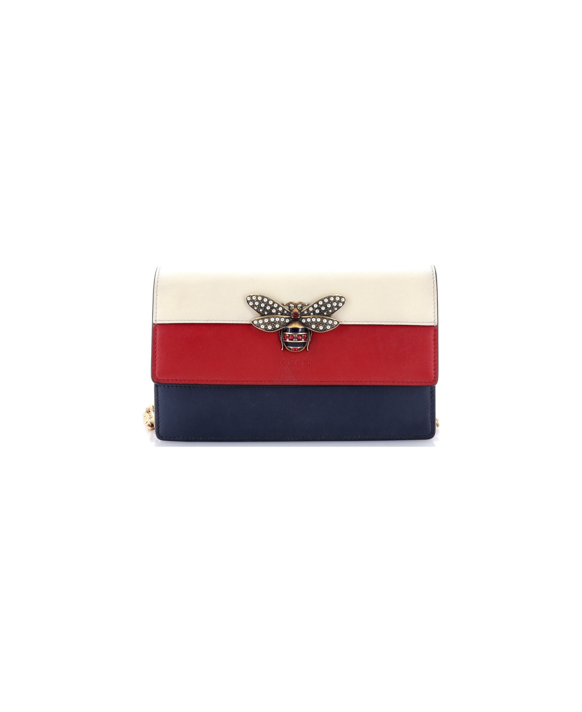 Pre-Owned Gucci Mini Queen Margaret Chain Wallet Leather - Red