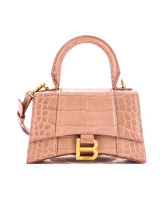 XS Hourglass Top Handle Bag Embossed Leather