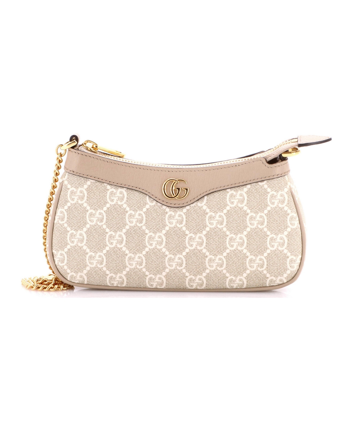 Pre-Owned Gucci Mini Ophidia Charm Shoulder Bag Gg Coated Canvas with Leather - Natural