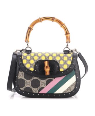 Medium Bamboo 1947 Top Handle Bag Printed GG Coated Canvas and Studded Leather