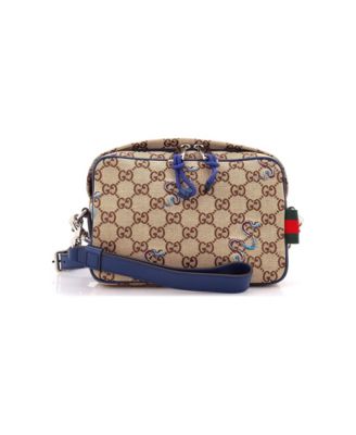 Small Zip Crossbody Bag Snake Embroidered GG Canvas