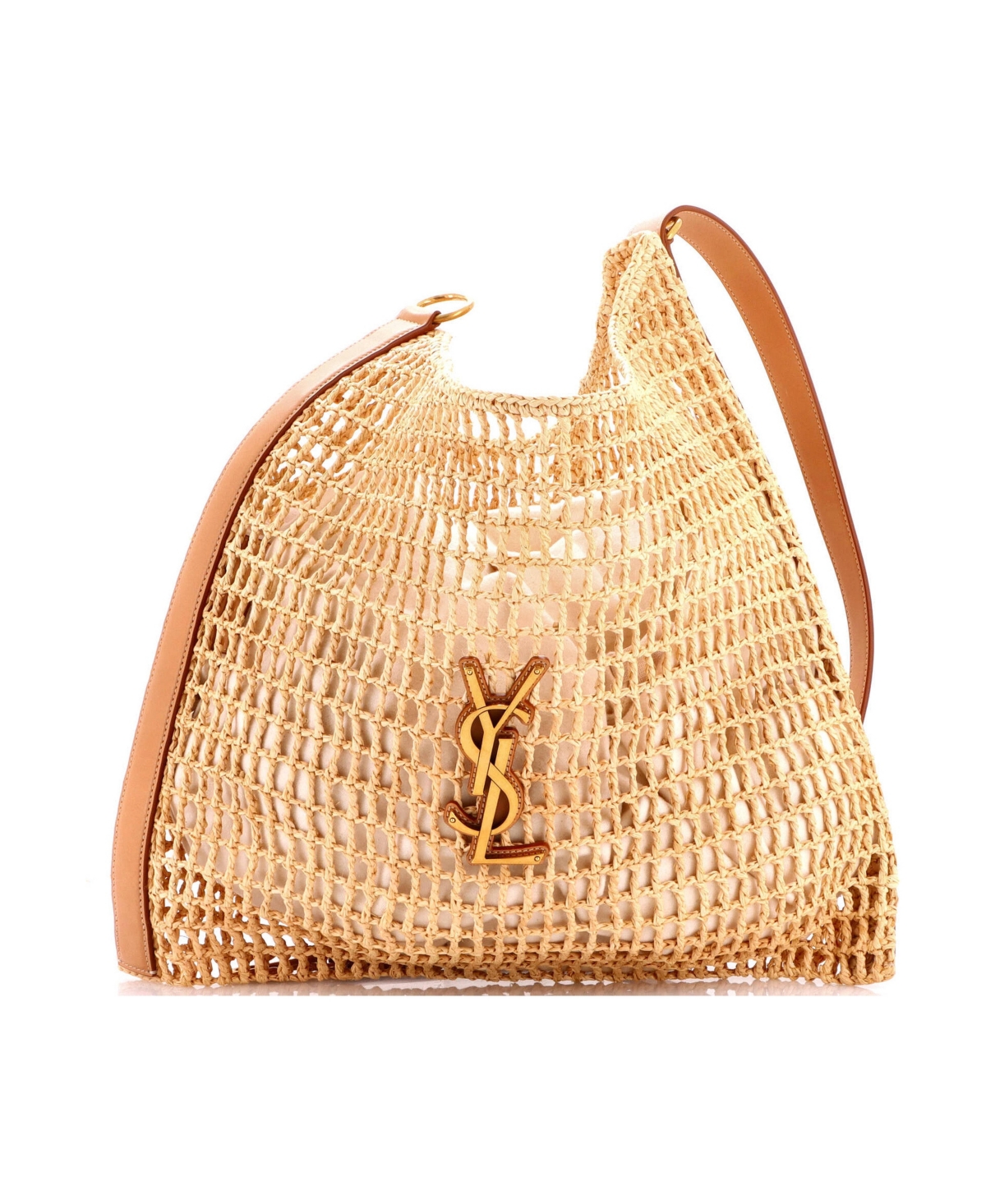 Pre-Owned Saint Laurent Oxalis Shoulder Bag Raffia Crochet with Leather