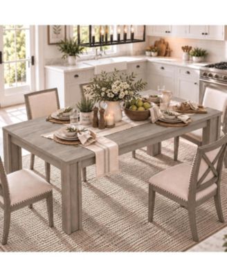 Large 63 Inch Dining Table for 4-6, Farmhouse Wood Kitchen Table with Spacious Rectangular ThickTop, Heavy Duty H-Shaped Legs Reinforced Base