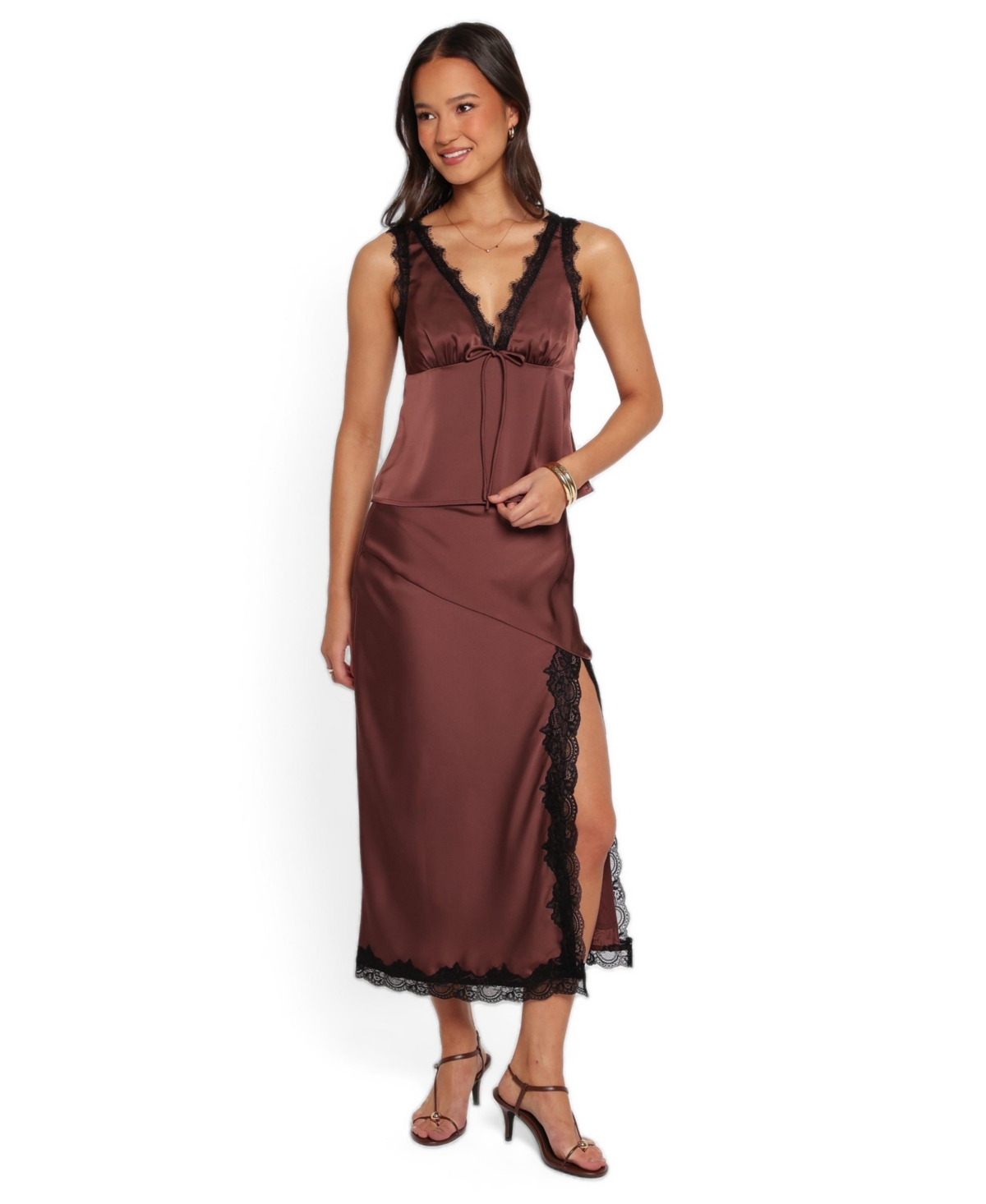 Petal and Pup Women's Theoni Slit Front Lace Trim Skirt