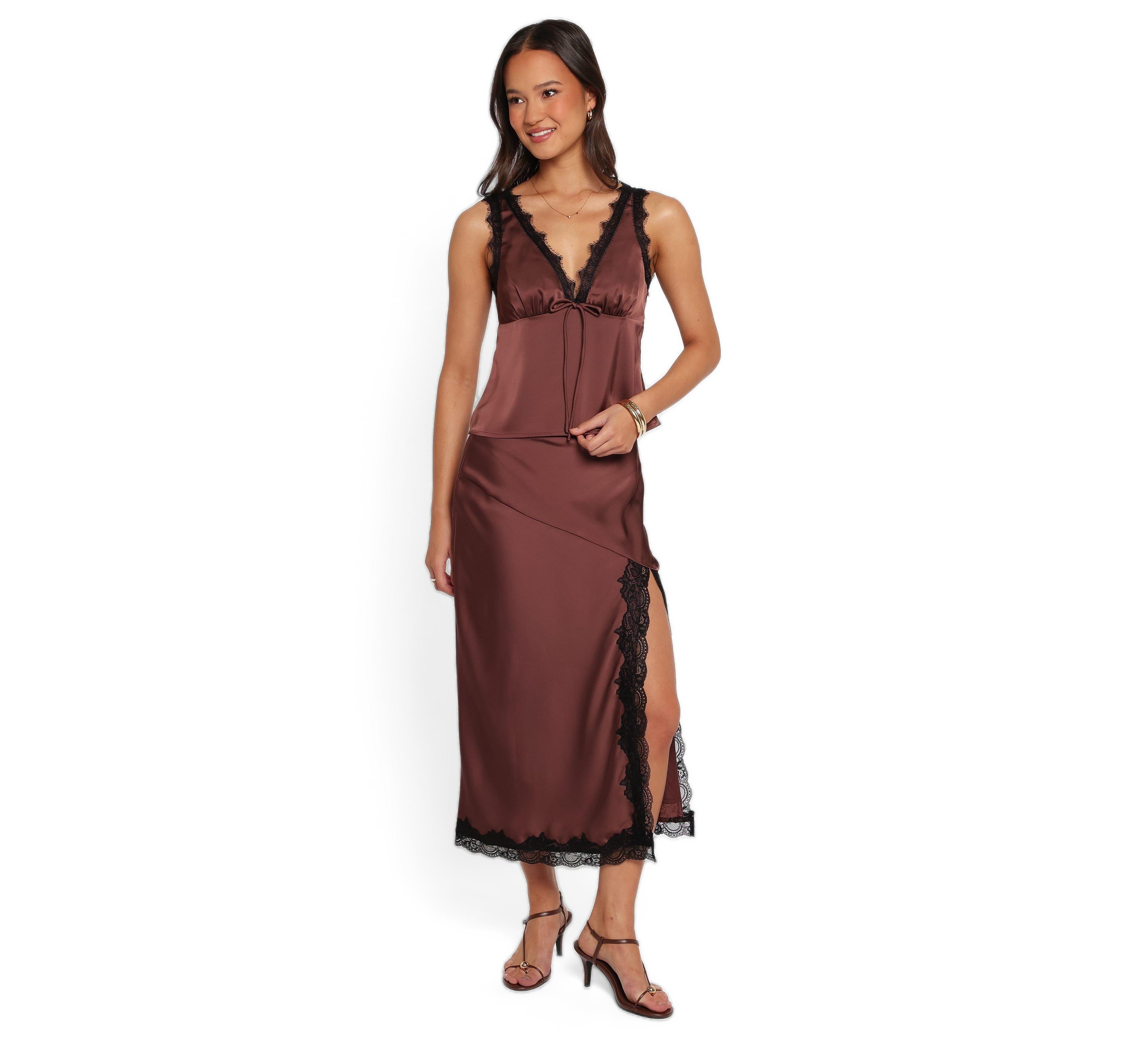 Petal and Pup Women's Theoni Slit Front Lace Trim Skirt