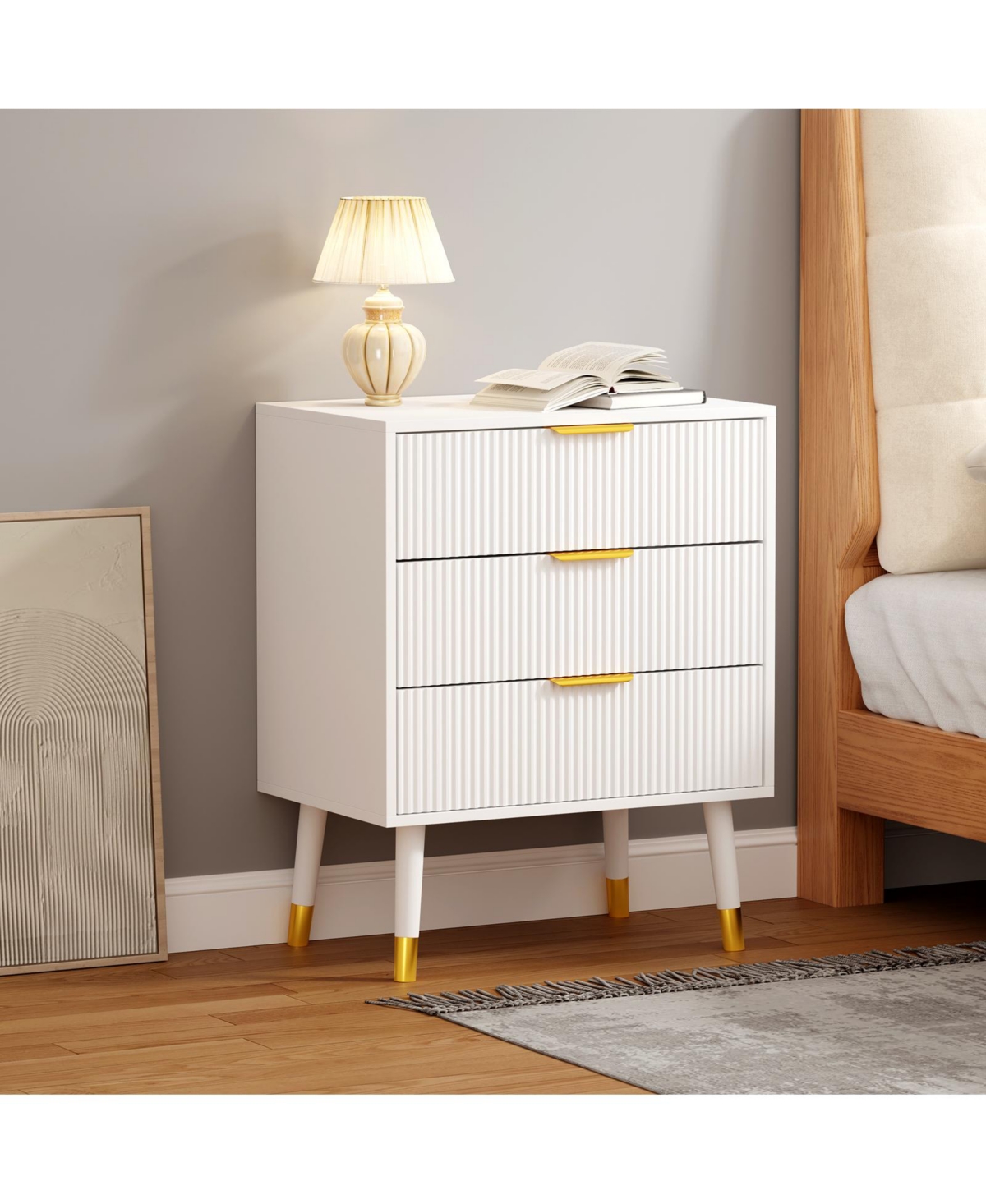 homfan Mdf 3-Drawer Dresser for Bedroom, Chest of Drawers, Small Storage Cabinet for Closet