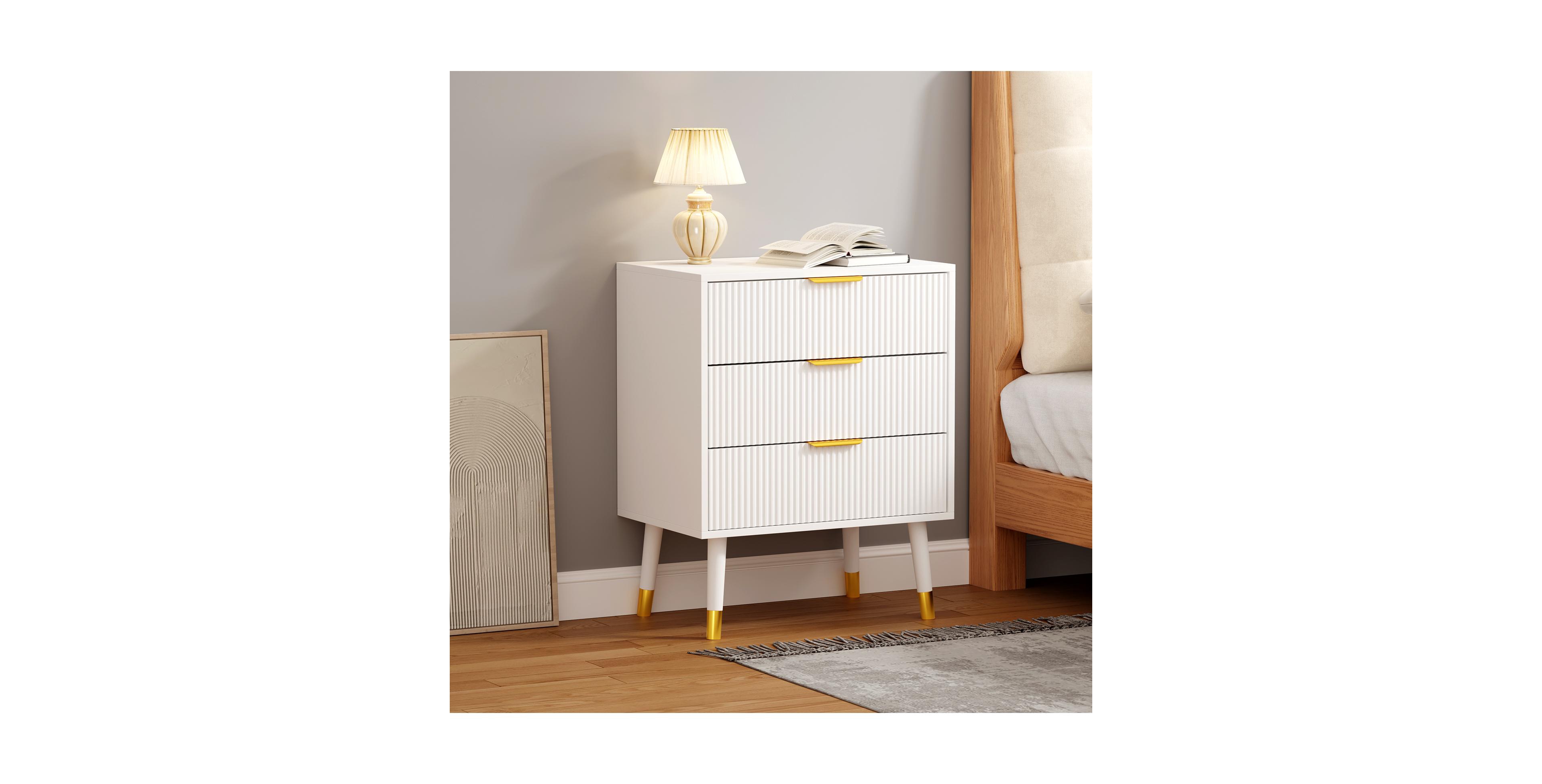 homfan Mdf 3-Drawer Dresser for Bedroom, Chest of Drawers, Small Storage Cabinet for Closet