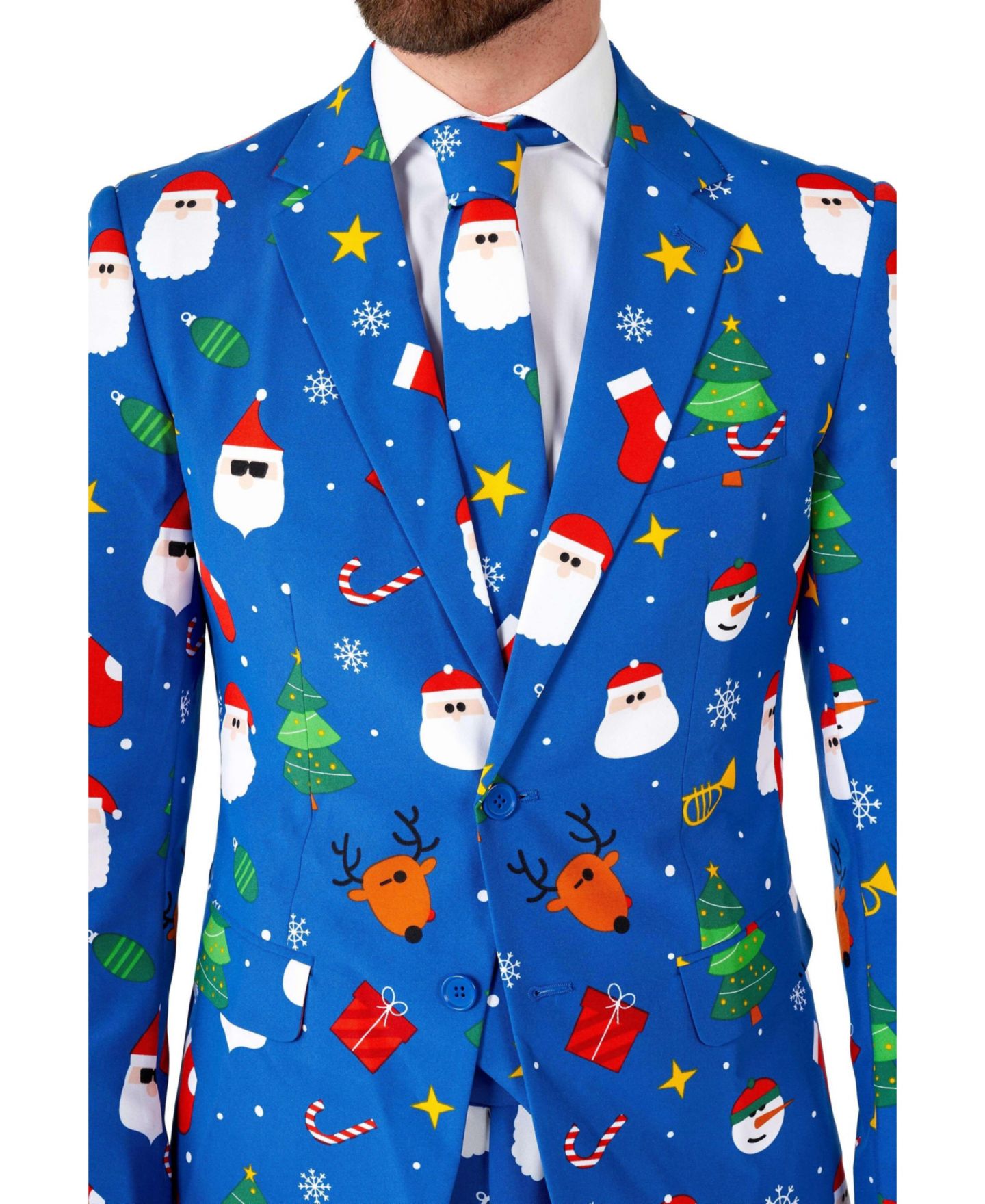 Мужской пиджак OppoSuits Christmas Suit X- Mas Pine Tree Outfit Slim Fit Blazer, цвет: Синий — фото 7