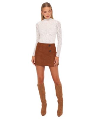 Women's Arnie High-Waisted Mini Faux Suede Skirt
