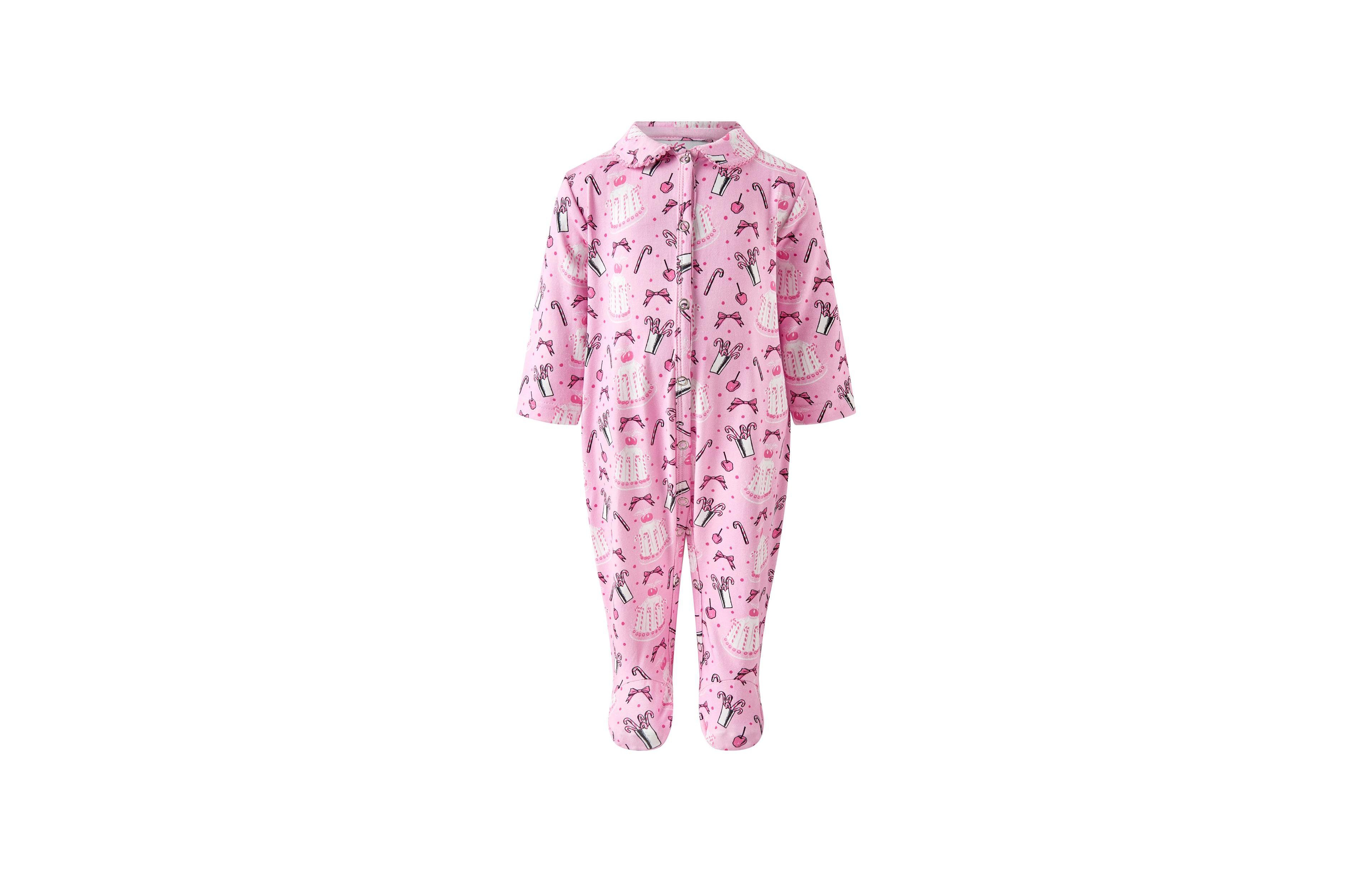 Rachel Riley Baby Girls' Eloise Candy Holiday-Themed Peter Pan Collar Footed Coveralls