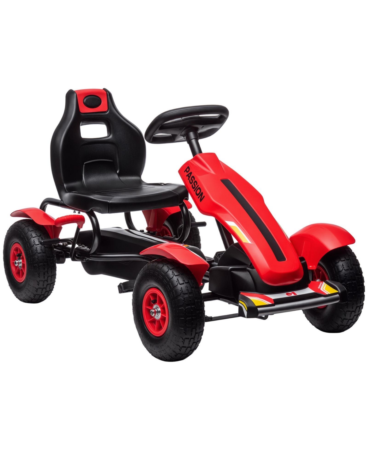 Glintex Kids Pedal Go Kart with 3-Position Adjustable Seat, Shock-Absorbing Rubber Wheels, 110-lb Capacity, Ages 5-12