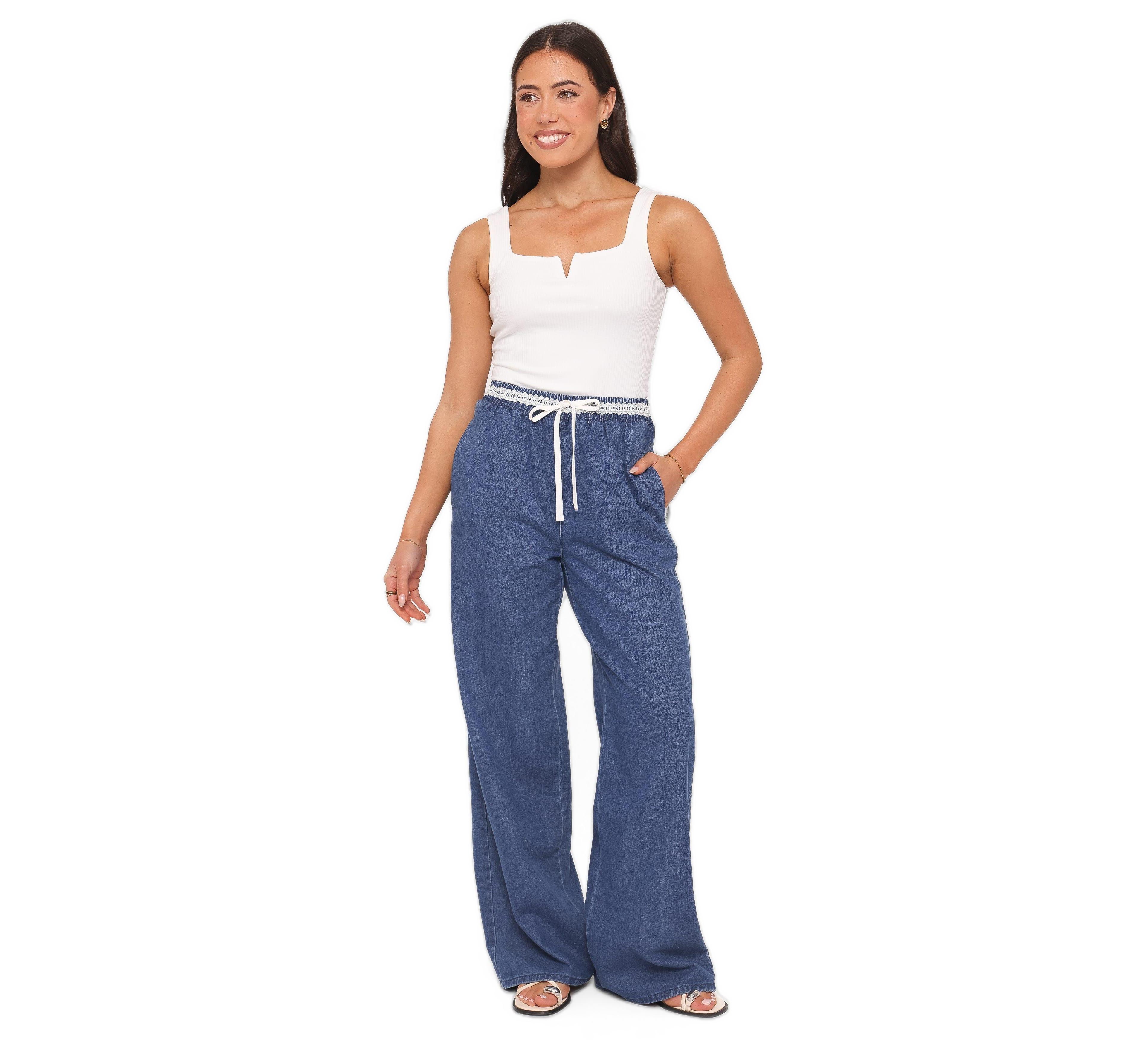 Petal and Pup Women's Siun High-Rise Wide-Leg Pull-On Denim Joggers
